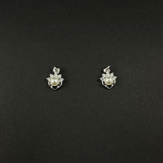 Royal Pearl Bloom Silver Diamond Stud Earrings for Women