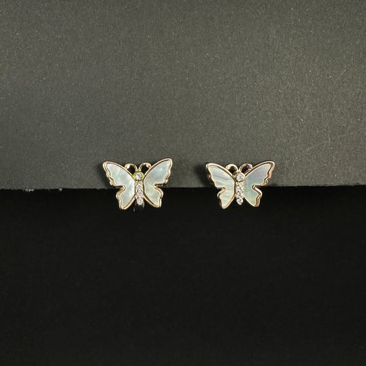 Rose Gold Butterfly Sparkle Silver Hoop Earrings for Women
