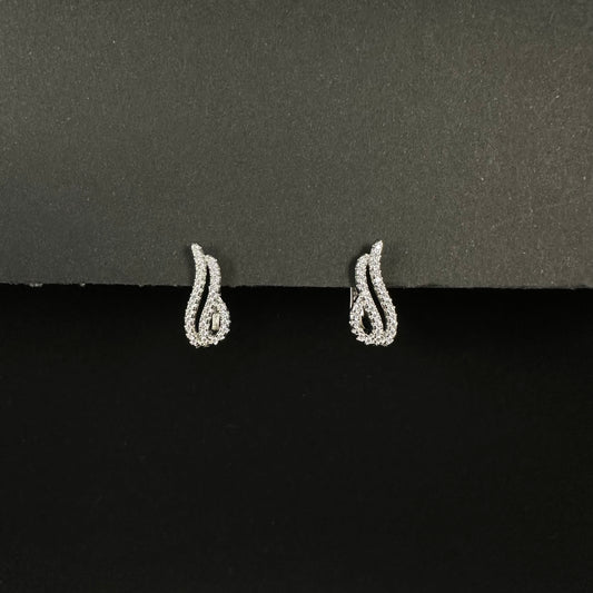 Elegant Wave Silver Diamond Hoop Earrings for Women