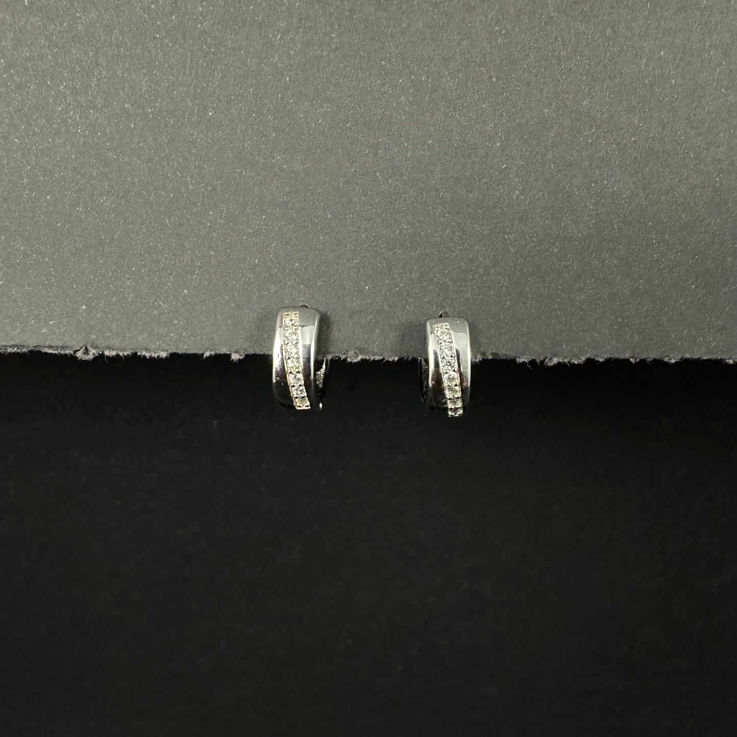 Classic Silver Diamond Hoop Earrings for Women