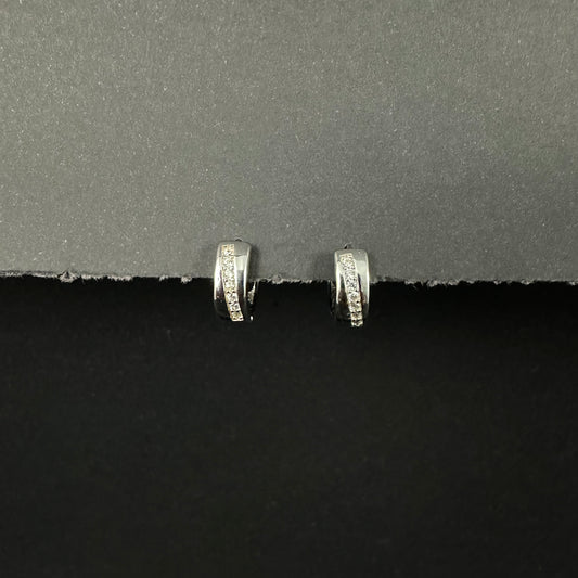 Classic Silver Diamond Hoop Earrings for Women