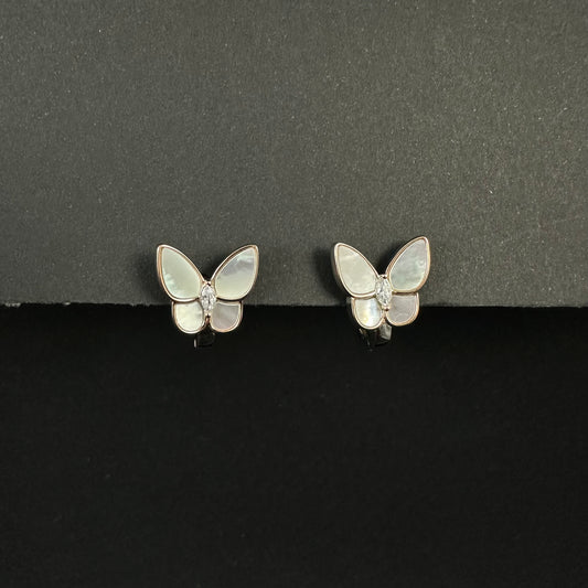 Elegant Butterfly Silver Loop Earrings for Women