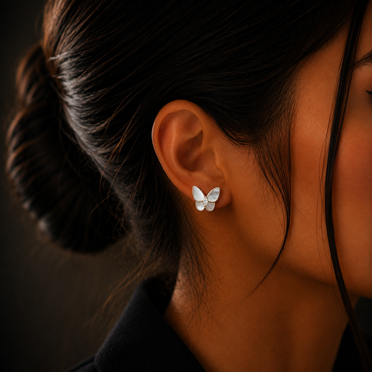 Elegant Butterfly Silver Loop Earrings for Women