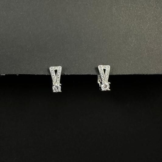 Classic Silver Diamond Loop Earrings for Women