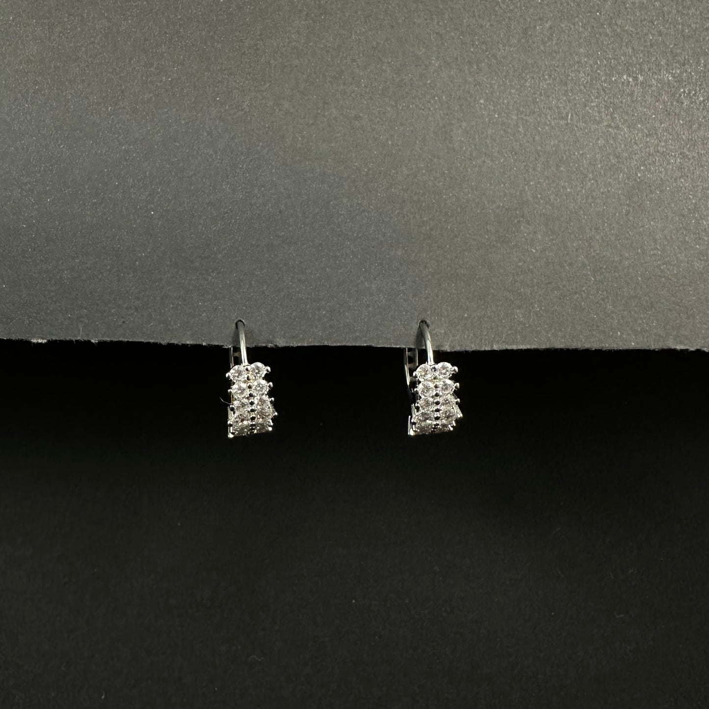Sparkling Silver Diamond Hoop Loop Earrings for Women
