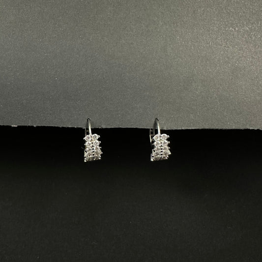Sparkling Silver Diamond Hoop Loop Earrings for Women
