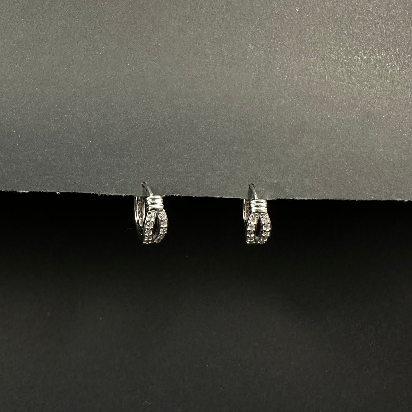 Luxury Twisted Silver Diamond Hoop Loop Earrings for Women