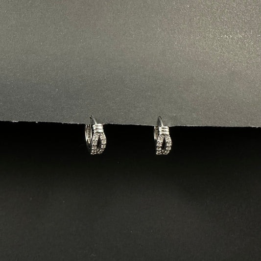 Luxury Twisted Silver Diamond Hoop Loop Earrings for Women