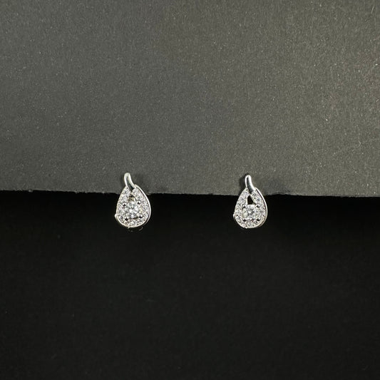 Elegant Teardrop Silver Diamond Loop Earrings for Women