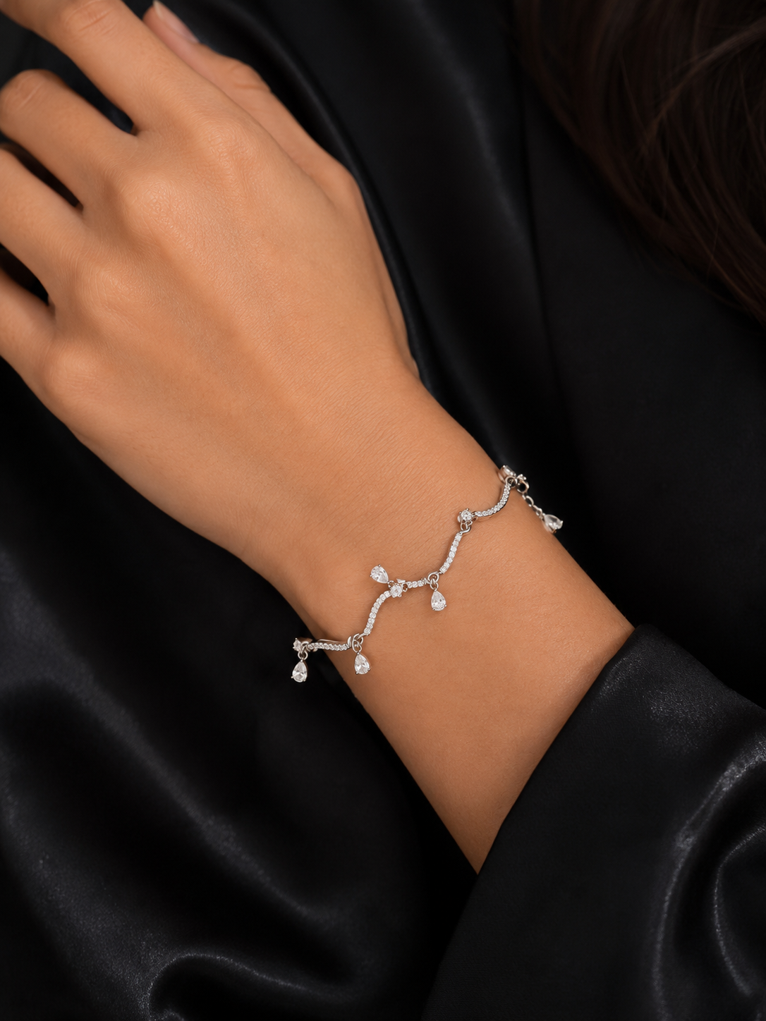 Silver Diamond Drop Bracelet