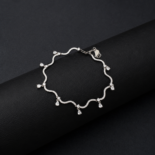 Silver Diamond Wave Bracelet