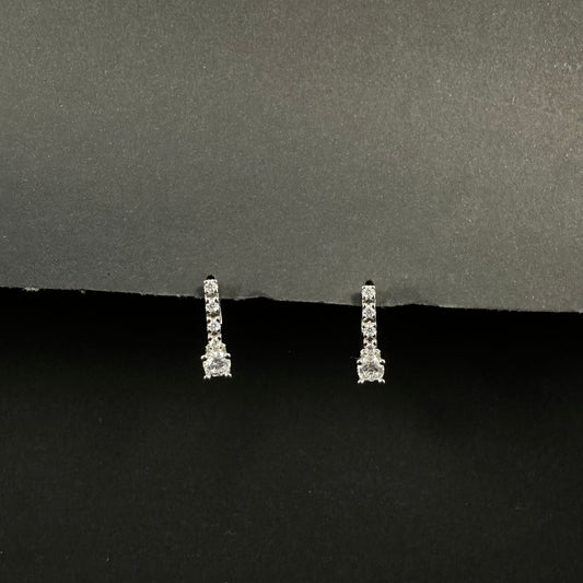 Classic Silver Diamond Loop Earrings for Women