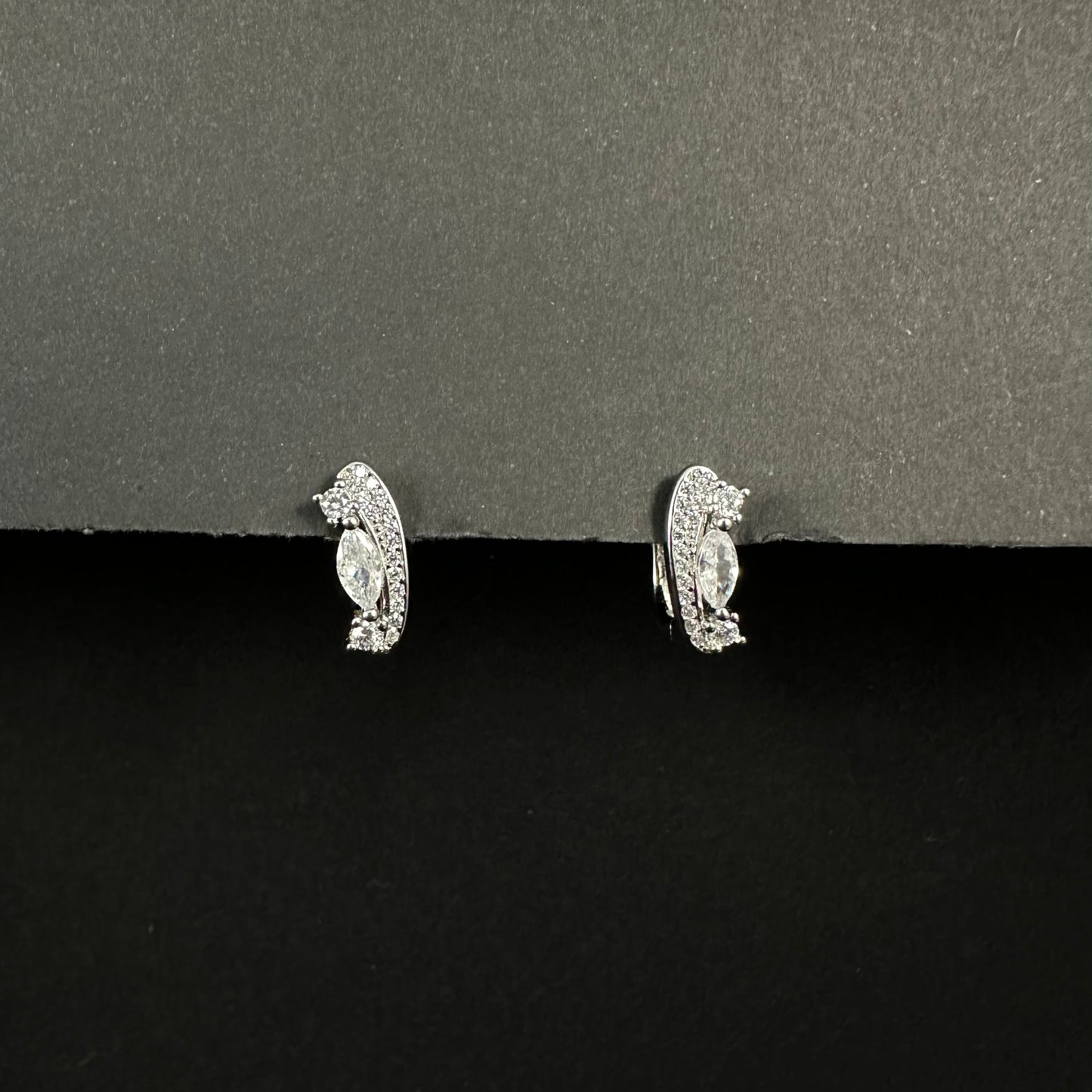 Elegant Silver Diamond Curve Loop Earrings for Women