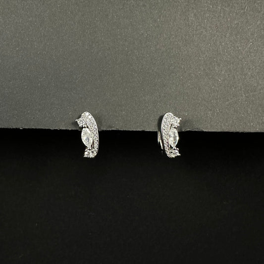 Elegant Silver Diamond Curve Loop Earrings for Women