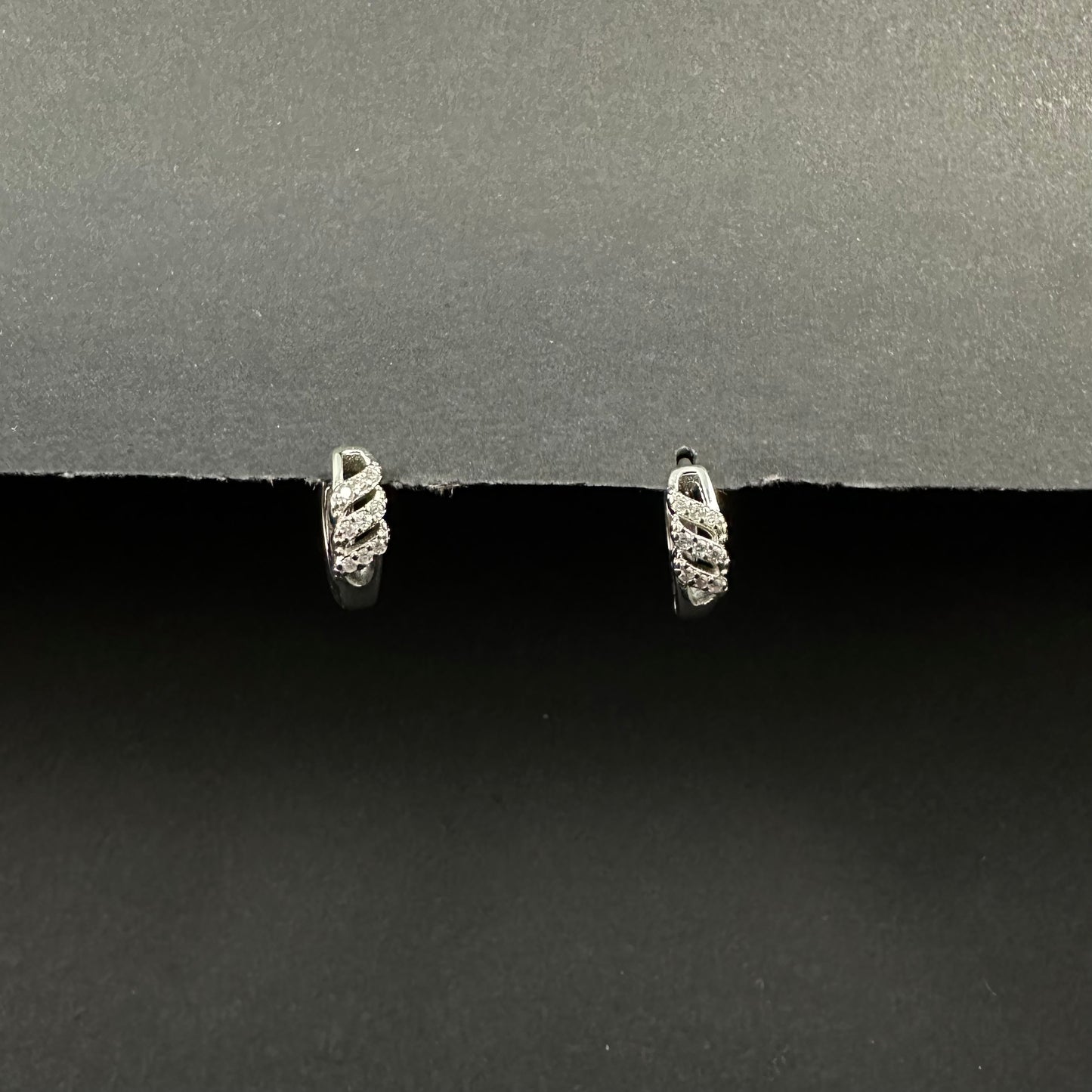Twisted Silver Diamond Sparkle Loop Earrings for Women