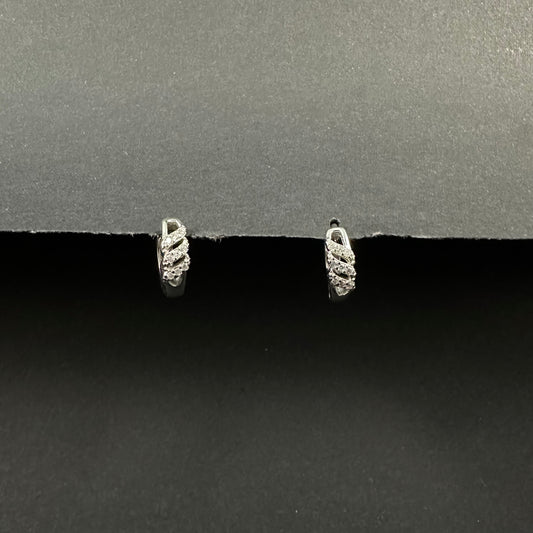 Twisted Silver Diamond Sparkle Loop Earrings for Women