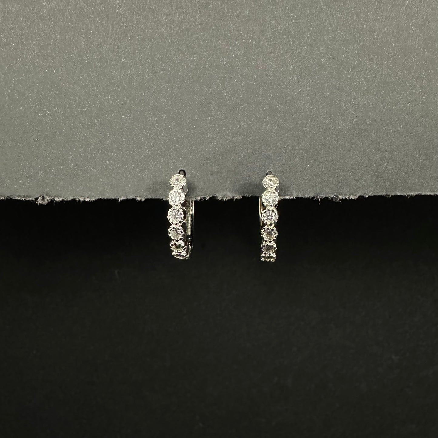 Classic Silver Diamond Hoop Loop Earrings for Women