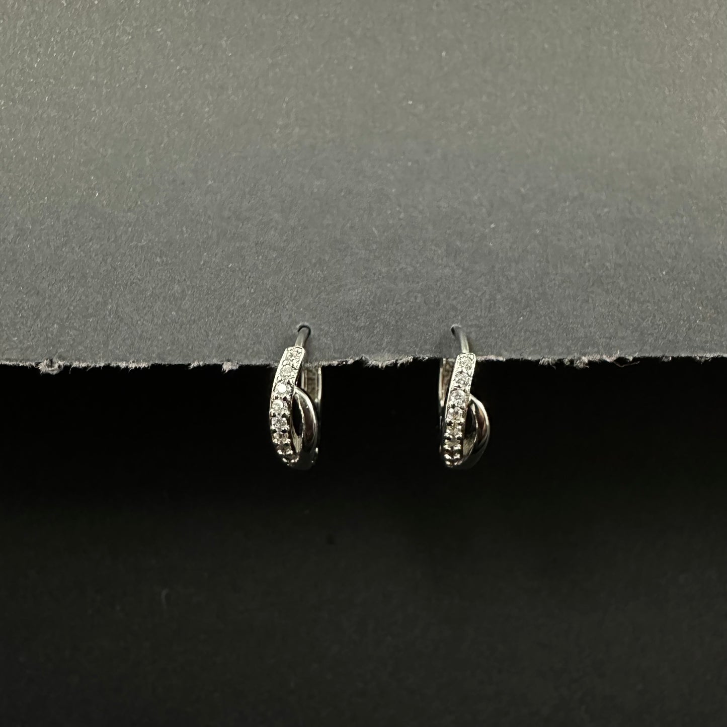 Elegant Silver Diamond Swirl Loop Earrings for Women