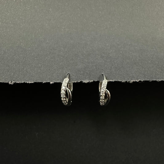Elegant Silver Diamond Swirl Loop Earrings for Women