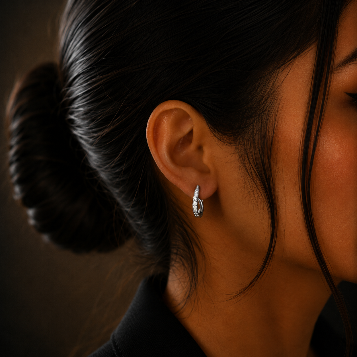 Elegant Silver Diamond Swirl Loop Earrings for Women