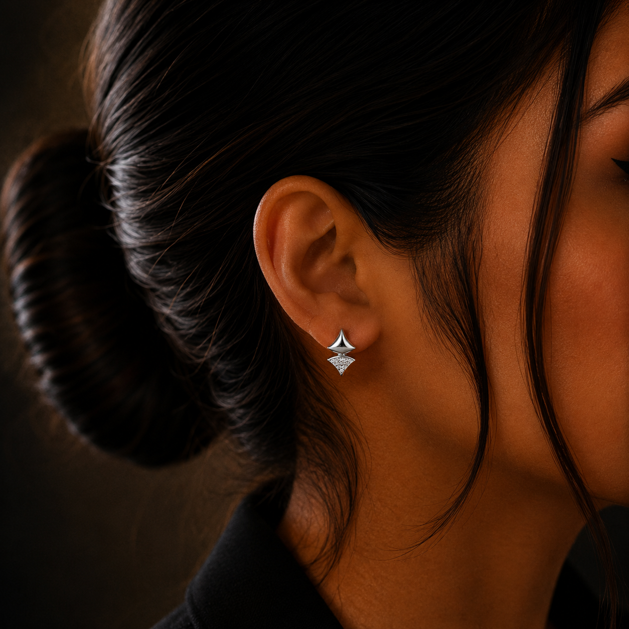 Royal Spark Silver Diamond Loop Earrings for Women