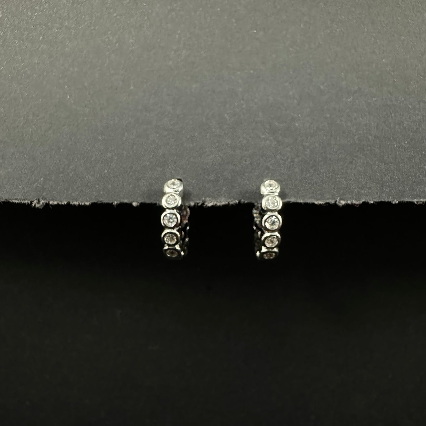 Classic Circle Shine Silver Diamond Loop Earrings for Women