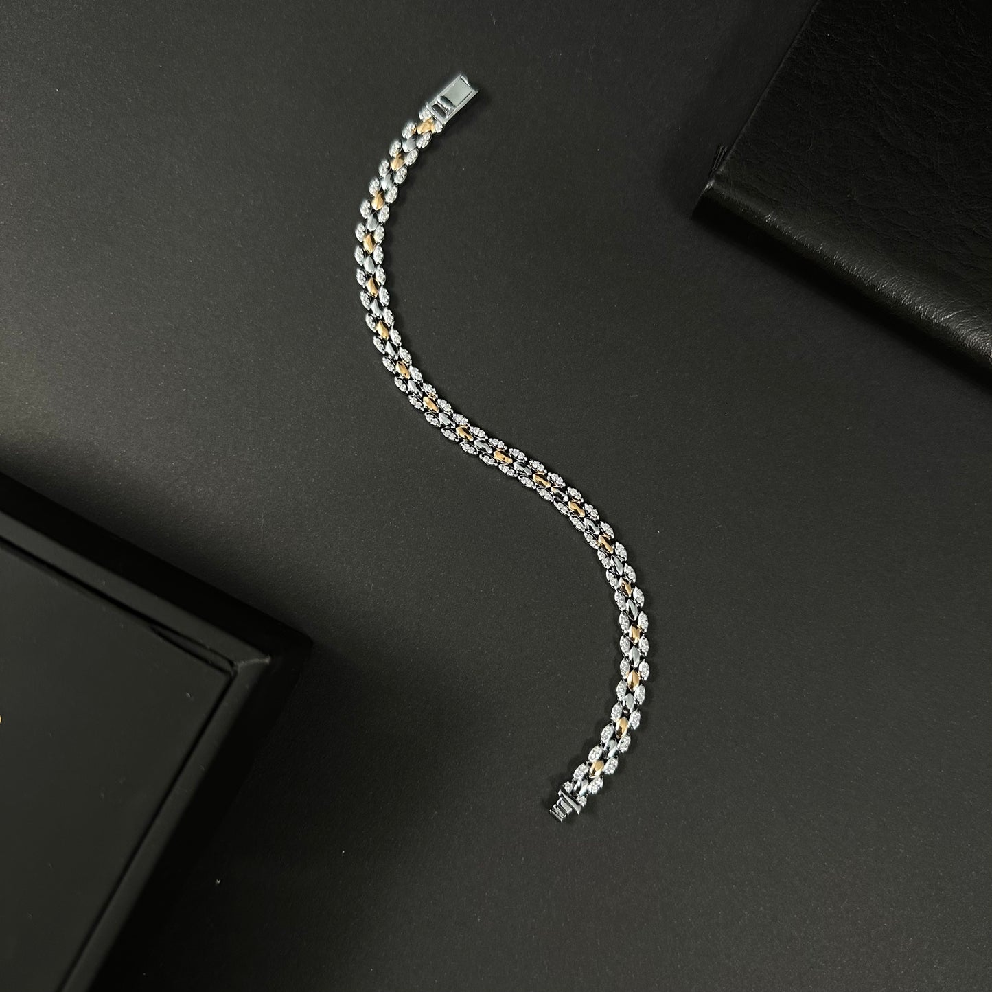 Men’s Silver & Gold Diamond Tennis Bracelet