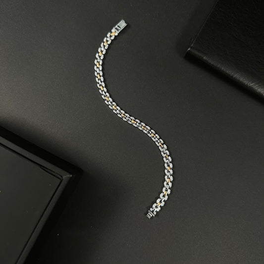 Men’s Silver & Gold Diamond Tennis Bracelet