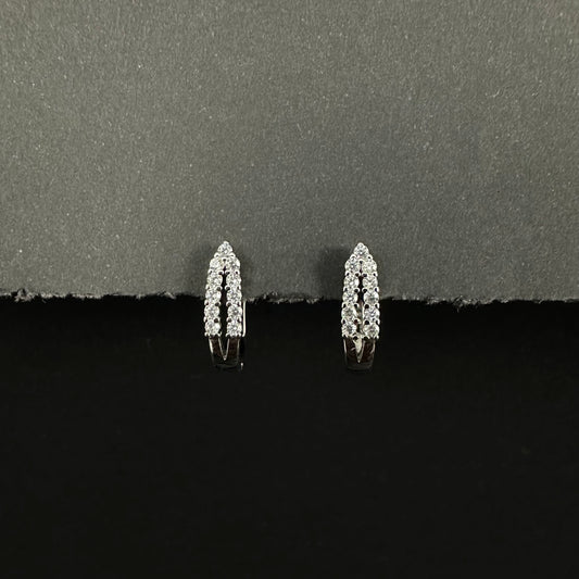 Luxe Sparkle Silver Diamond Loop Earrings for Women