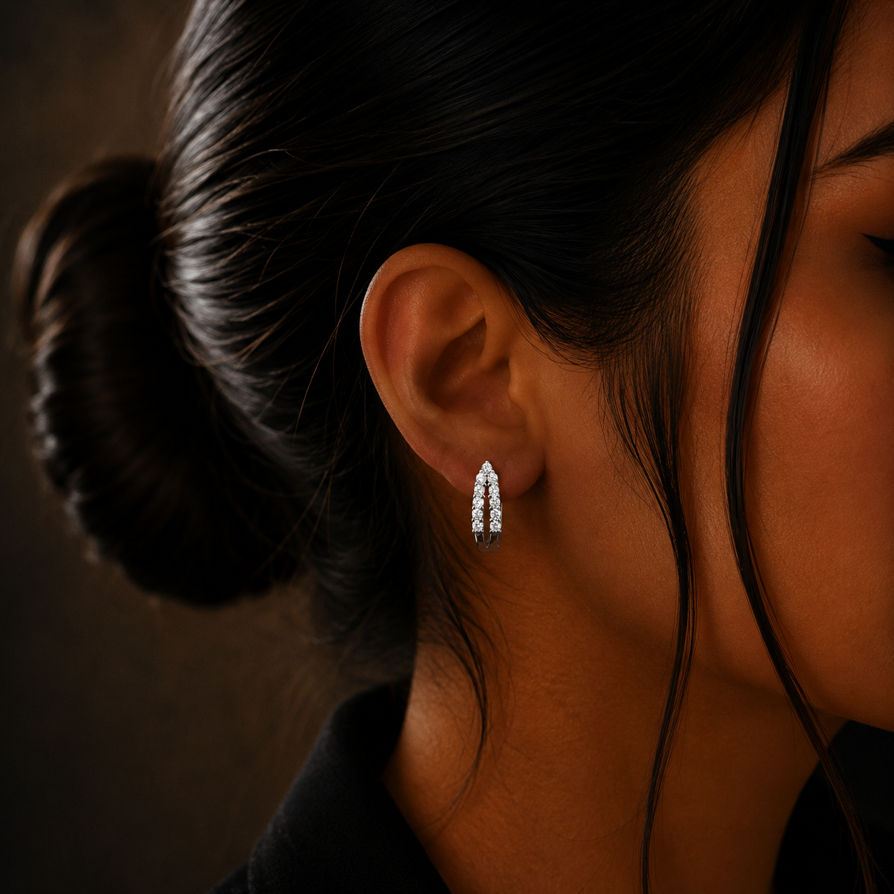 Luxe Sparkle Silver Diamond Loop Earrings for Women