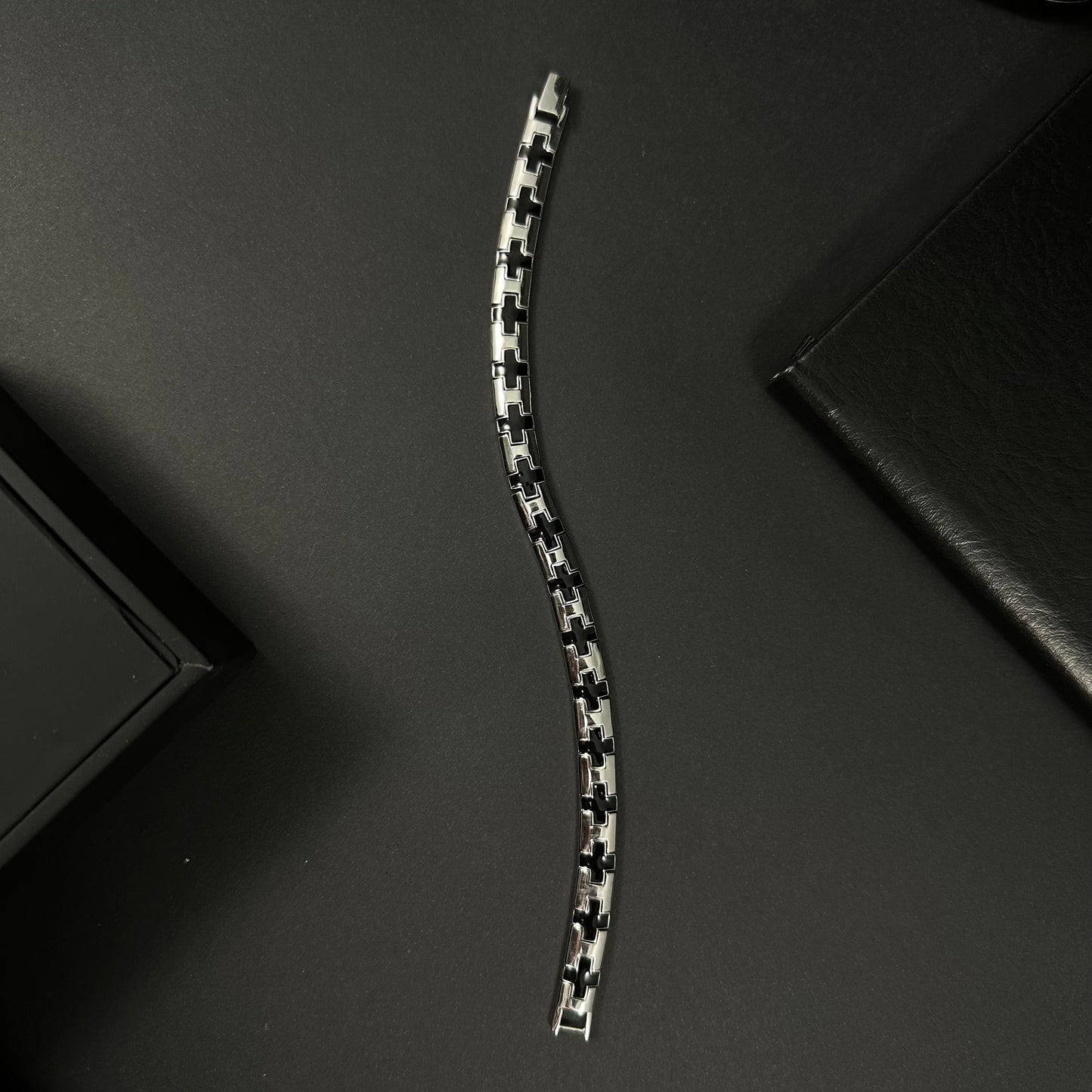 Men’s Silver Ceramic Infinity Link Bracelet