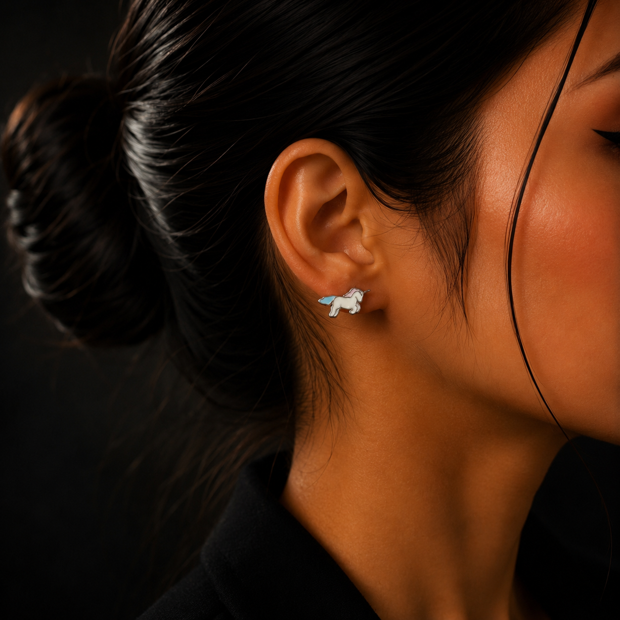 Silver Unicorn Stud Earrings for Women