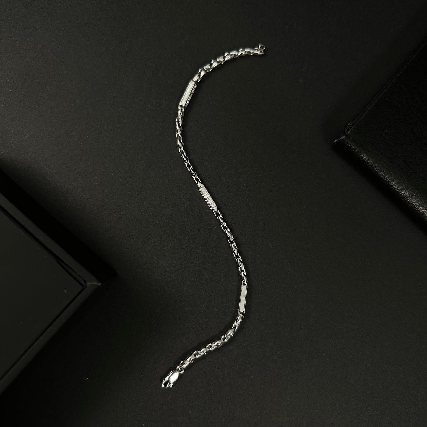 Men’s Silver Diamond Heritage Chain Bracelet