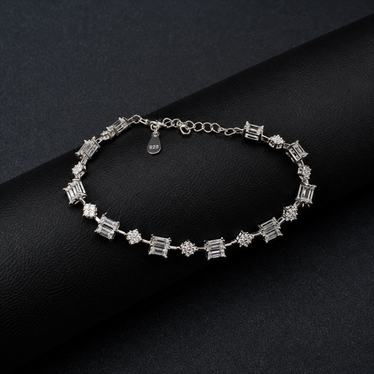 Silver Diamond Link Bracelet