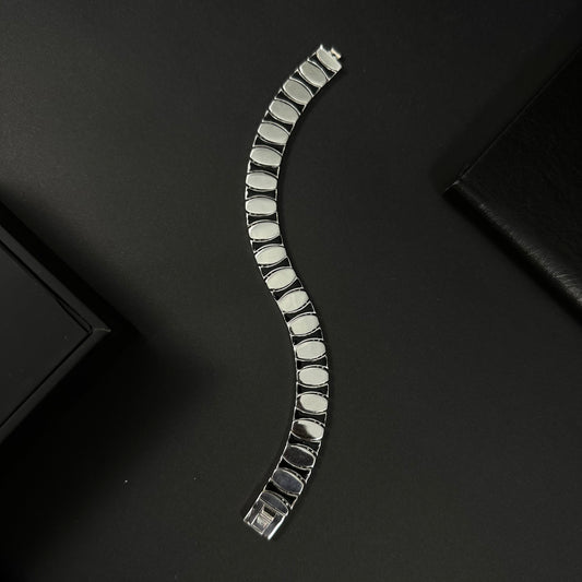 Men’s Silver Black Ceramic Eclipse Link Bracelet
