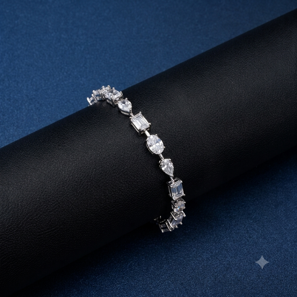 Silver Diamond Baguette Bracelet