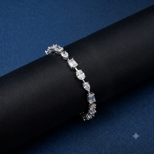 Silver Diamond Baguette Bracelet