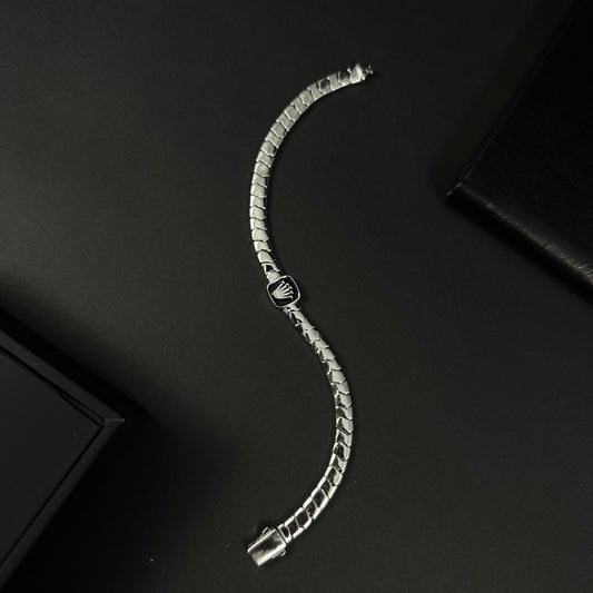Men’s Silver Black Ceramic Signature Crest Bracelet