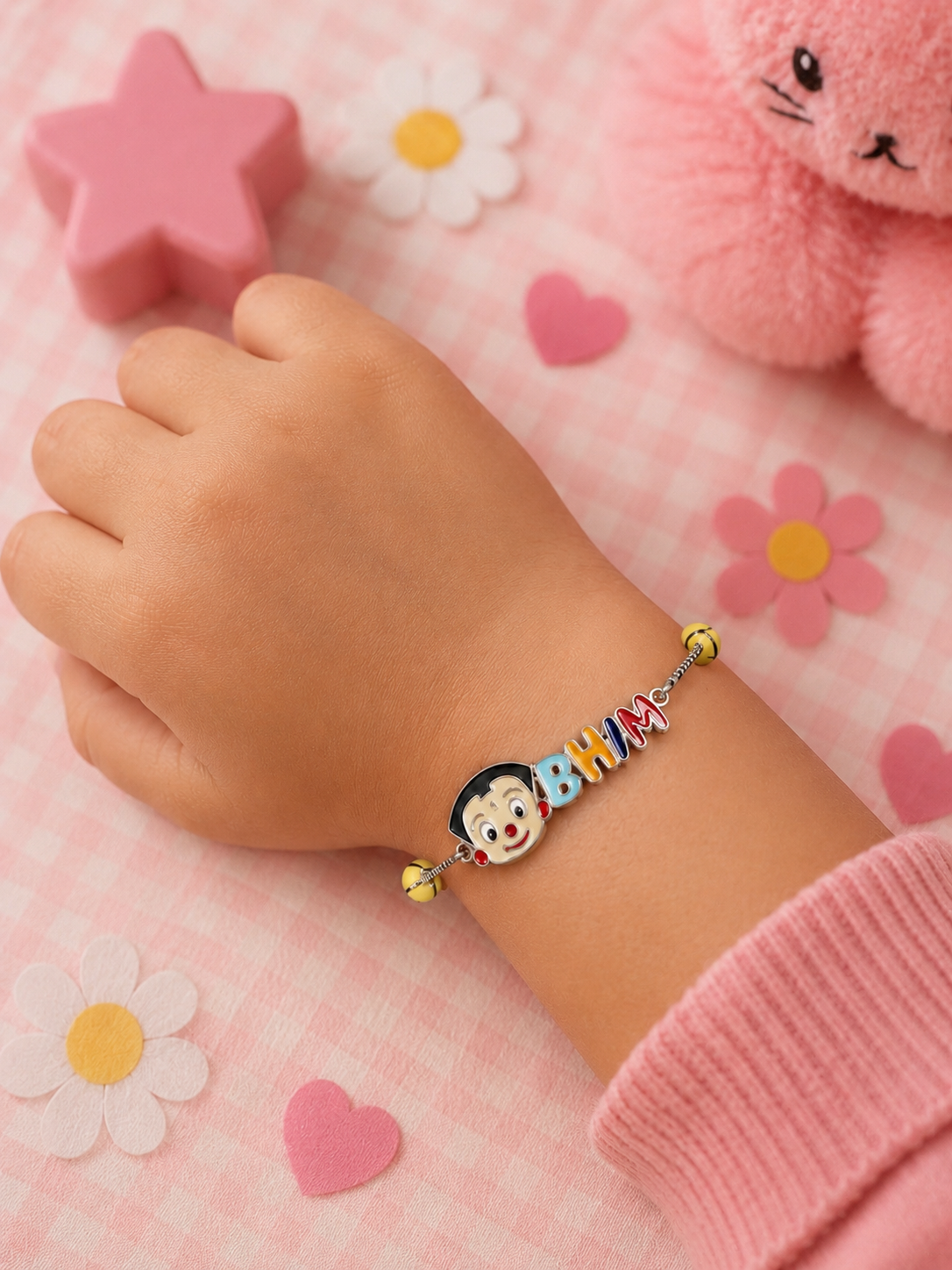 Silver Cartoon Bheem Bracelet for Kids