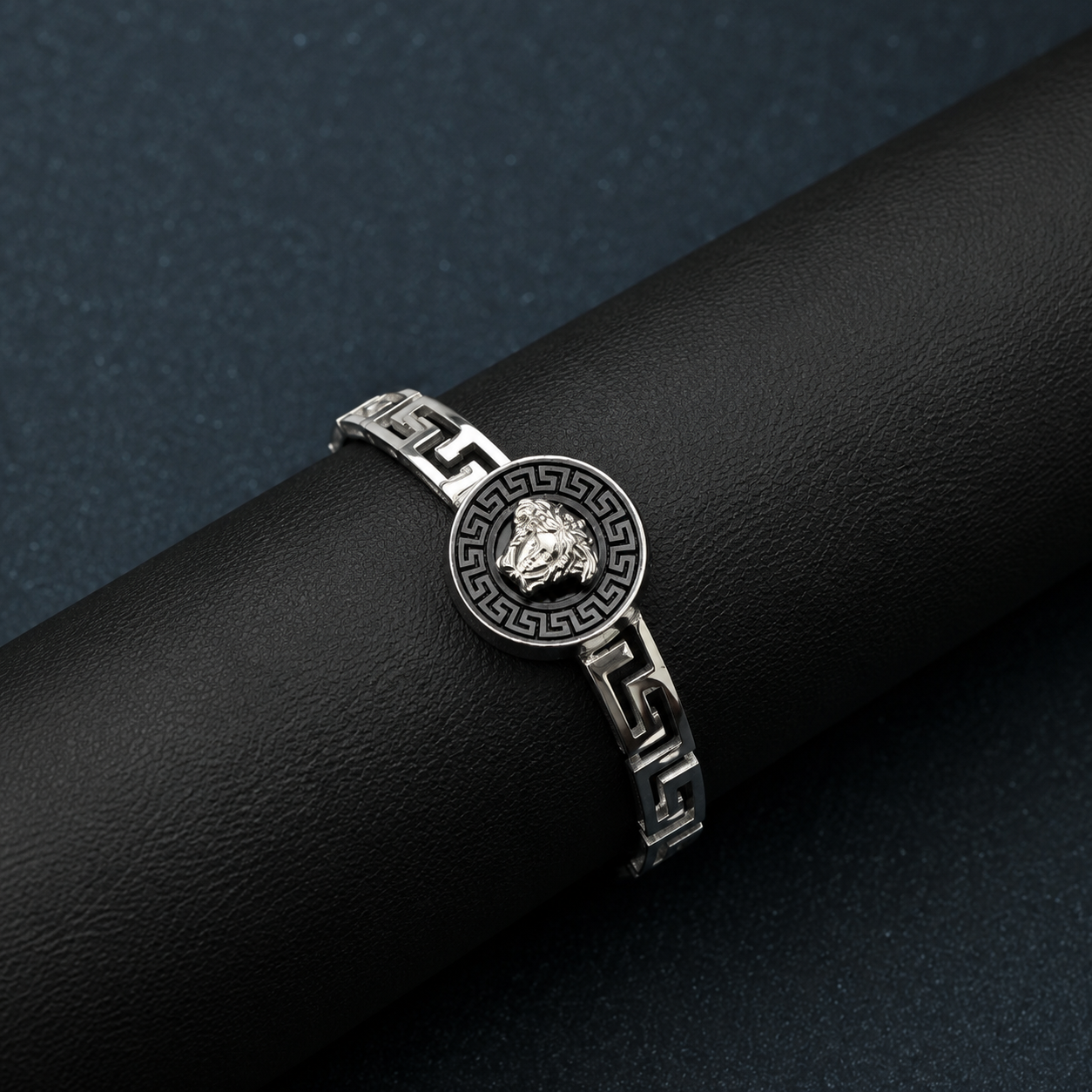 Imperial Medusa Silver Kada Bracelet for Men