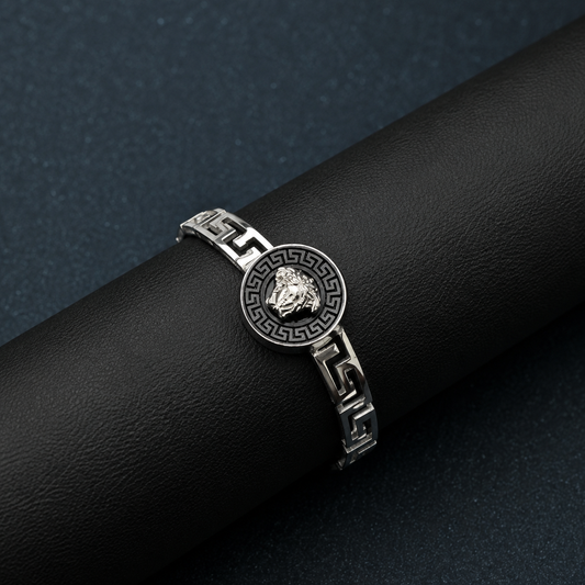 Imperial Medusa Silver Kada Bracelet for Men
