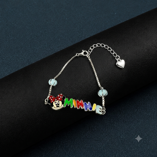 Silver Cartoon Minnie Kids Bracelet