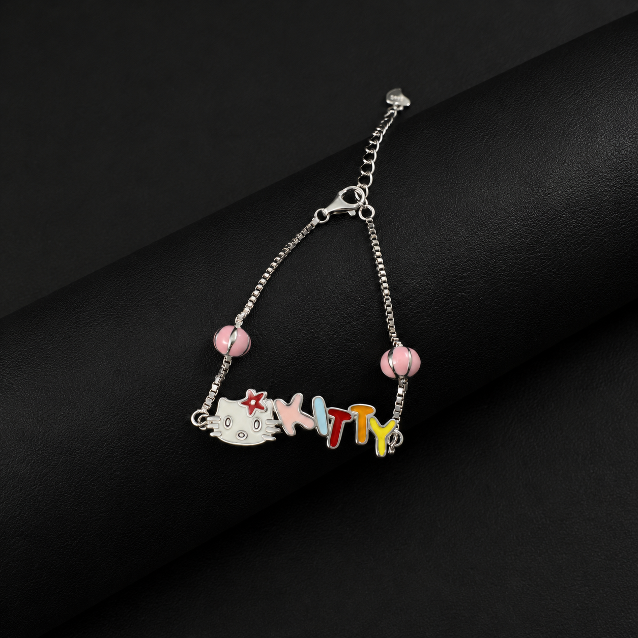 Silver Cartoon Kitty Bracelet for Kids