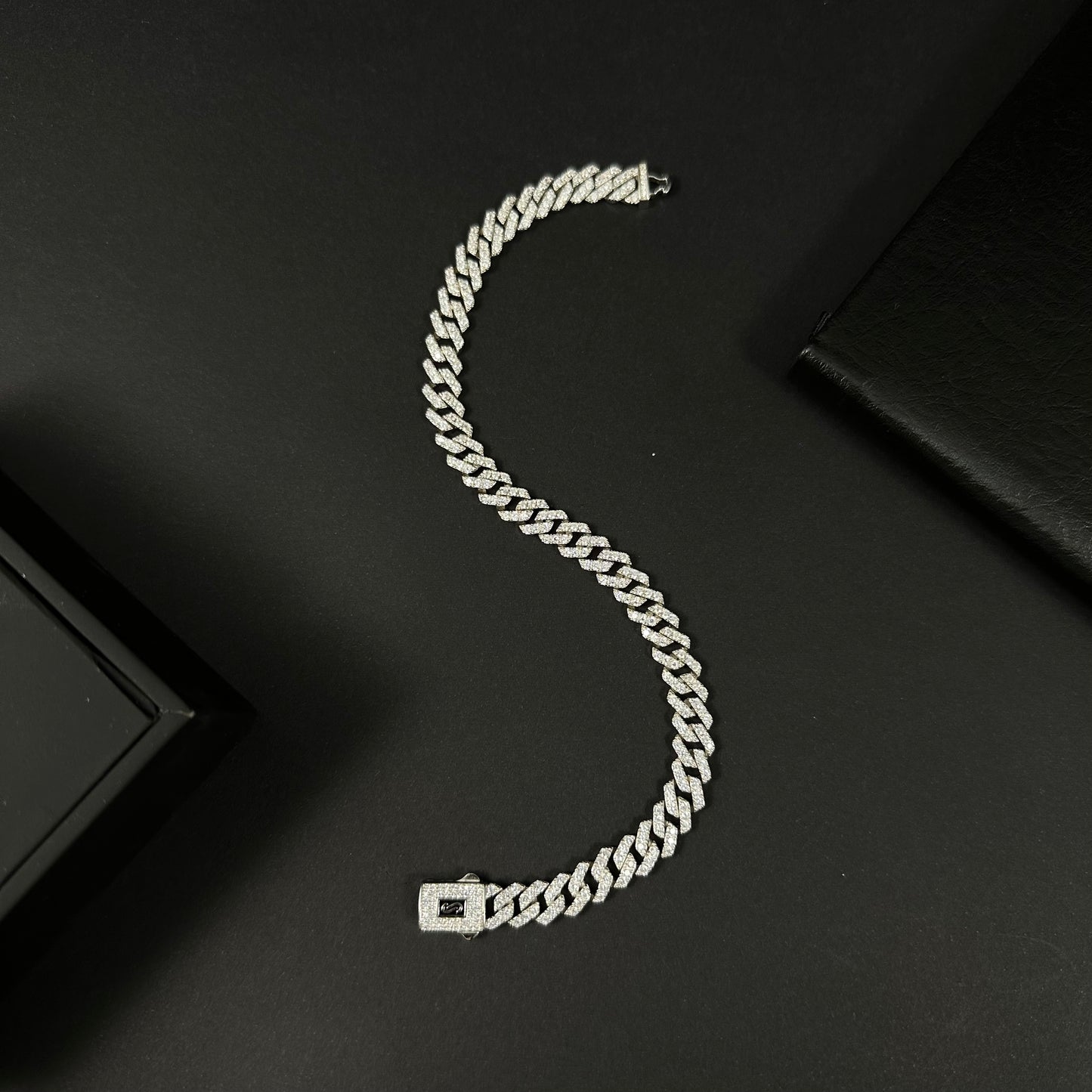 Regal Frost Cuban Silver Diamond Bracelet for Men