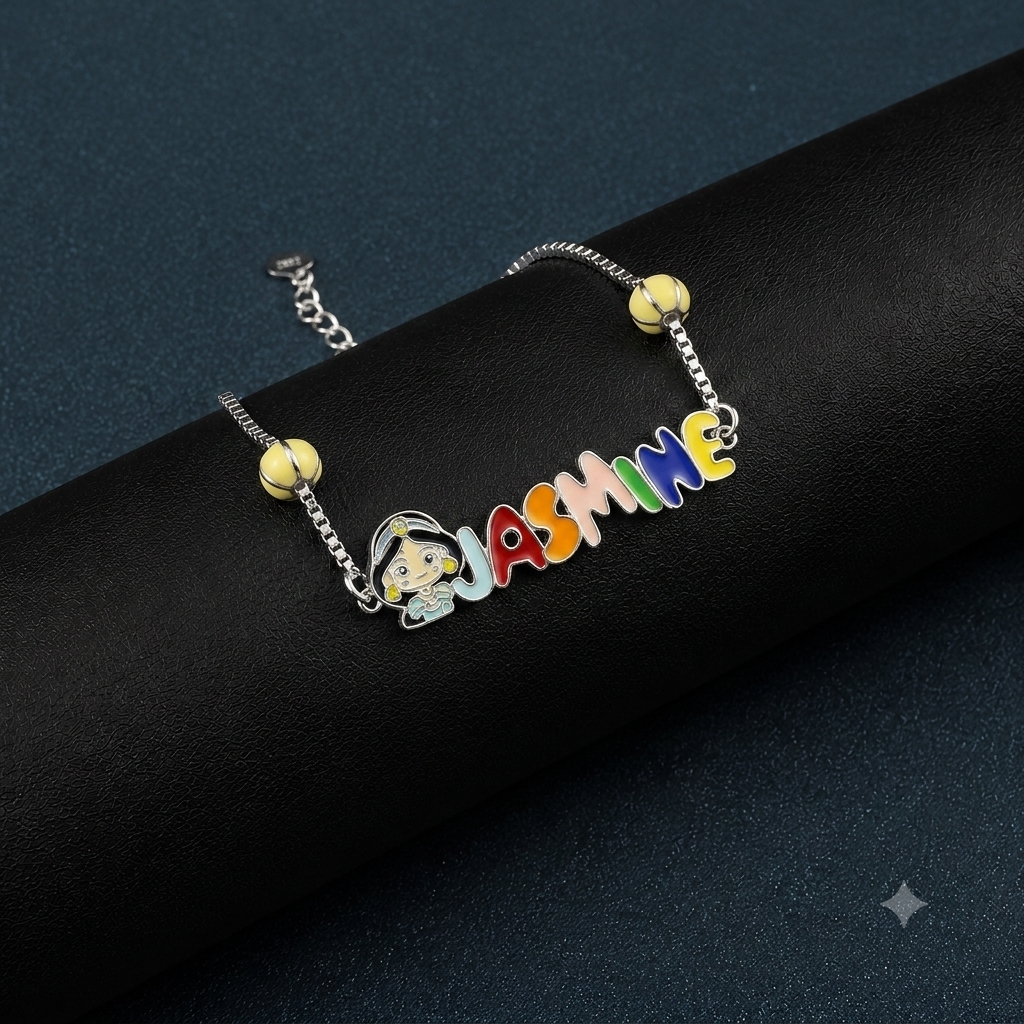Silver Cartoon Jasmine Bracelet for Kids
