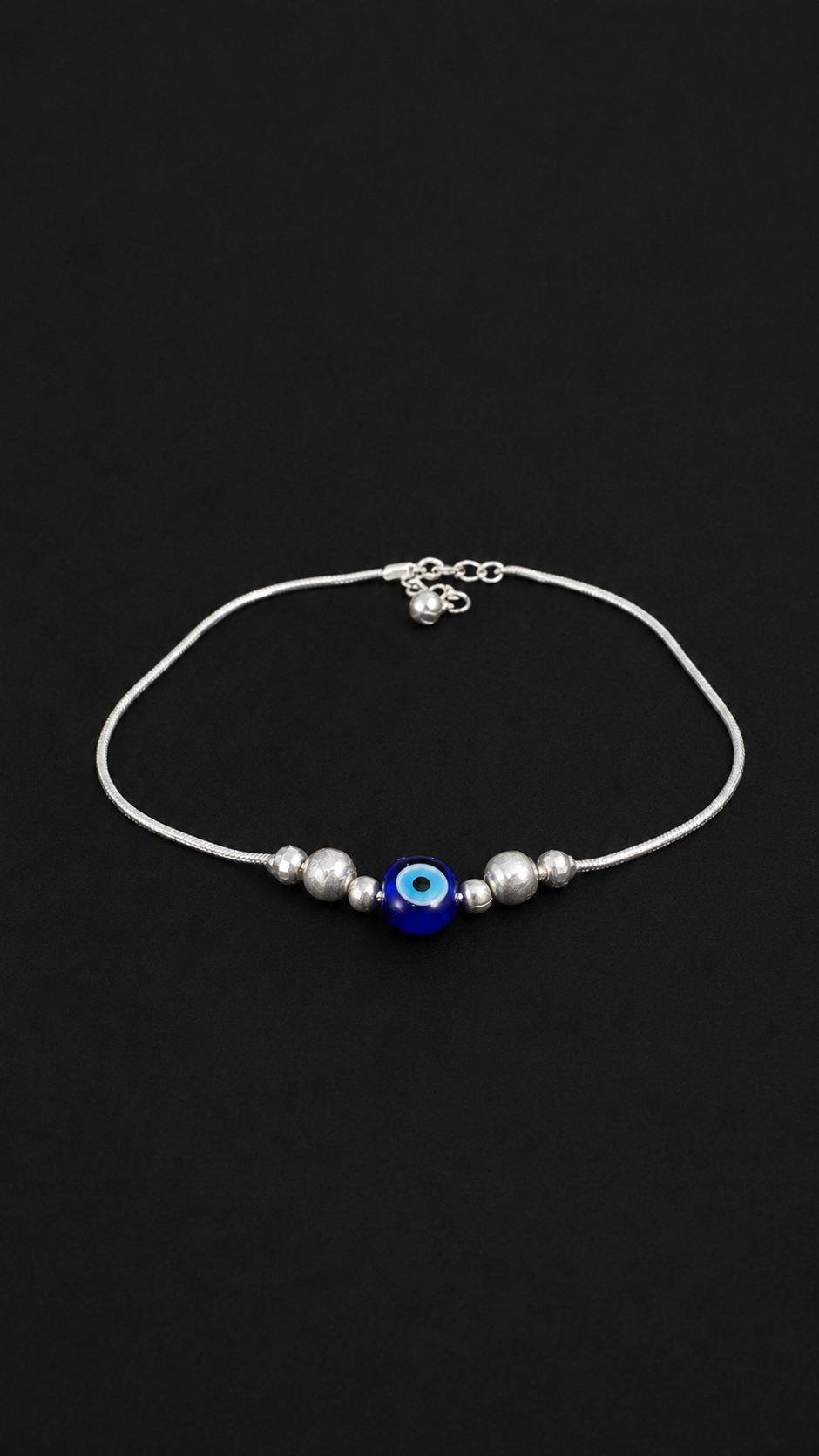 Silver Evil Eye Loose Anklet
