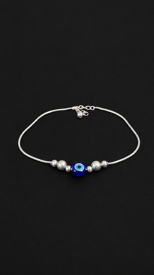 Silver Evil Eye Loose Anklet