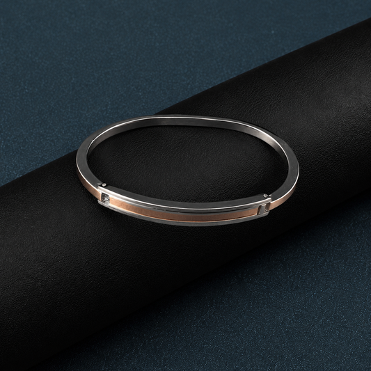 Silver Rose Gold Kada Style Bracelet