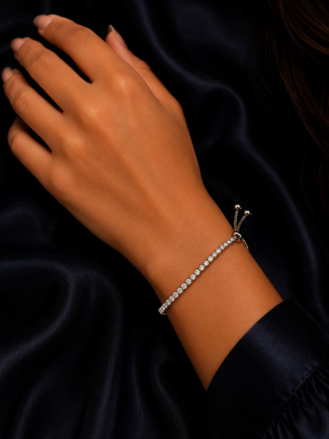 Silver Adjustable Diamond Bracelet