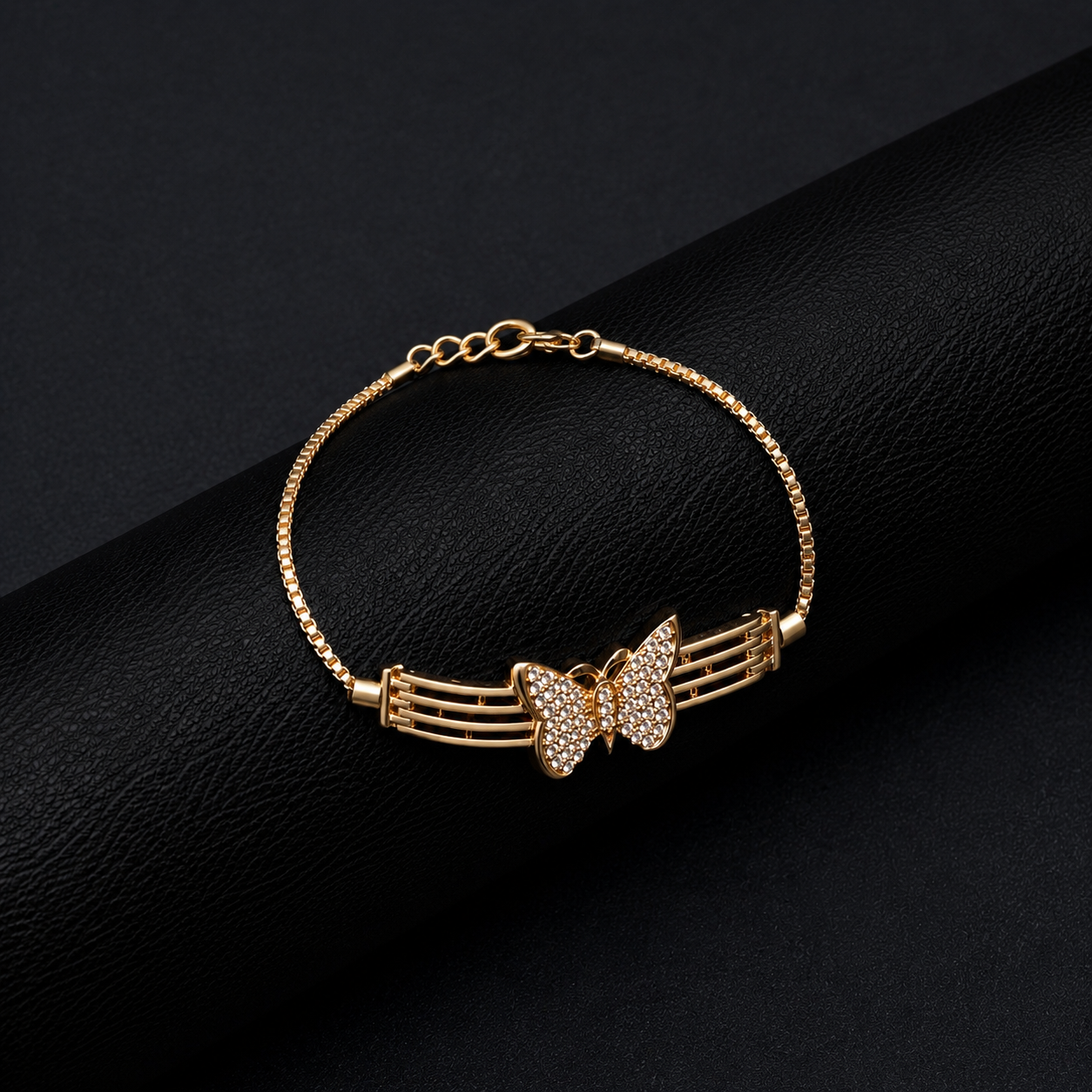 Silver Rose Gold Butterfly Diamond Bracelet